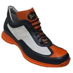 Mauri "Dynamo" 8994 Wonder Blue / Orange / White Baby Crocodile / Embossed Nappa Leather Sneakers