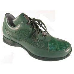 Mauri "King" 8900/8 Forest Green Genuine Grain Calf / Nappa Leather / Baby Crocodile Sneakers