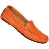 Mauri Ladies "3102" Tangerine Genuine Ostrich Loafer Shoes