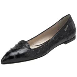 Mauri Ladies "Ballerina" Black Genuine Ostrich Loafer Shoes