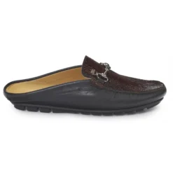 Mauri Ladies "Dora Baltea" 3424/1 Dark Brown Genuine Nappa / Ostrich Leg Half Shoes.