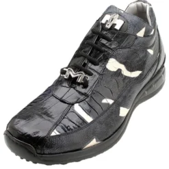Mauri "Live Set" 8751 Black / White Genuine Crocodile / Ostrich Sneakers