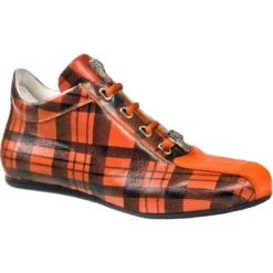 Mauri "Lullaby" 8782 Orange / Black Genuine Baby Crocodile And Calf Plaid Sneakers