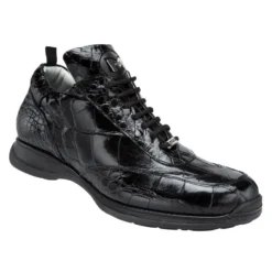 Mauri "Lusso" 8501 Black All-Over Genuine Alligator Nappa Leather Sneakers.