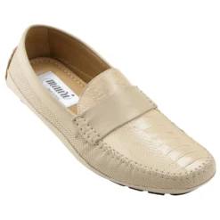 Mauri "Maranello" 9289 Champagne Genuine Ostrich Leg Nappa Perforated Shoes