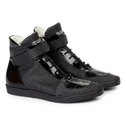 Mauri "Nemo" 8529 Black Genuine Baby Crocodile / Pebble Grain / Leather Casual Shoes