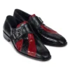 Mauri "Orchestra" 2536 Black / Red Genuine Lizard Monk Strap Dress Shoes