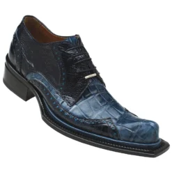 Mauri "Palazzo Pitii" 44233 Blue Genuine Alligator / Ostrich Leg Shoes