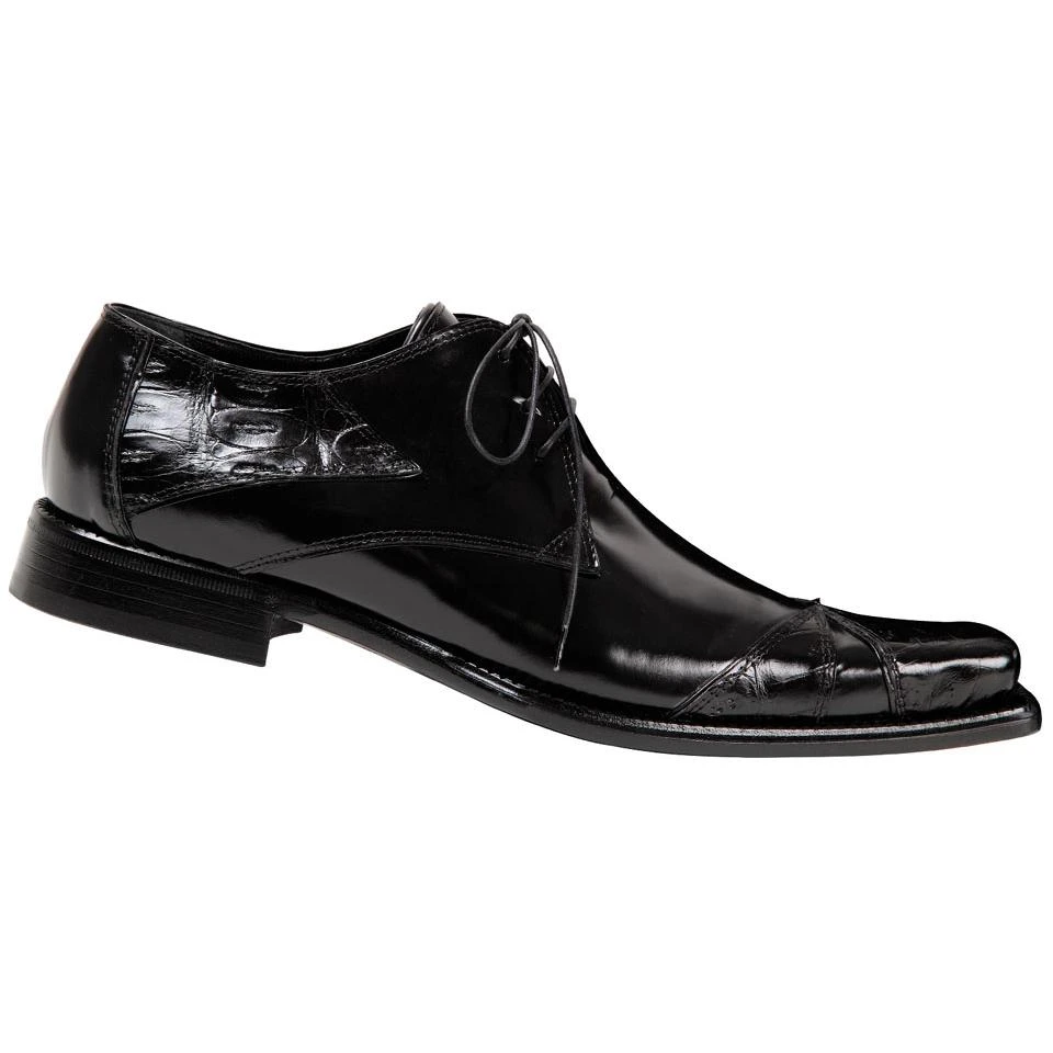 Mauri "Piramide" 44163 Black Genuine Baby Crocodile / Shiny Calf Shoes