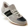 Mauri "Scilla" M783 Light Grey / Black Genuine Italian Suede / Baby Crocodile Casual Sneakers