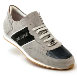 Mauri "Scilla" M783 Light Grey / Black Genuine Italian Suede / Baby Crocodile Casual Sneakers