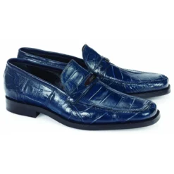 Mauri "Spada" 4692 Wonder Blue Genuine Alligator Loafer Shoes.