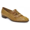 Mauri ''Taro'' 4881 Tabac Genuine Ostrich / Ostrich Patent Leather Moc-Toe Loafers With Kiltye /Tassels.
