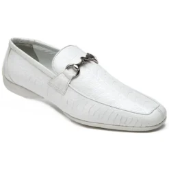 Mauri "Tivoli" 9249 White All-Over Genuine Ostrich Leg Loafer Shoes