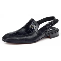 Mauri "Venere" 4798 Black Genuine Body Alligator / Calfskin Perforated Sandals.