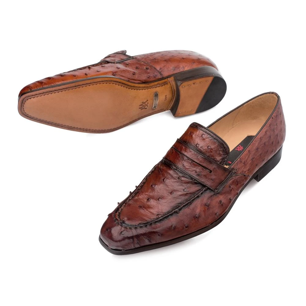 Mezlan "Lisbon" Brandy Genuine Ostrich Loafer Shoes 4561-S. - Image 2