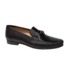 Mezlan "Sileno" Black Genuine Lizard / Perforated Calfskin Moccasin Loafer Shoes 7171-L.
