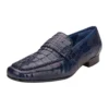 Belvedere "Natale" Navy Genuine Crocodile And Ostrich Shoes 1029.