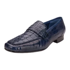 Belvedere "Natale" Navy Genuine Crocodile And Ostrich Shoes 1029.