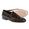 Mauri Olive Green Genuine Crocodile Loafers Shoes.