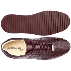 Belvedere "Parker" Dark Burgundy Genuine Ostrich / Calfskin Casual Sneakers 6004 - Image 2