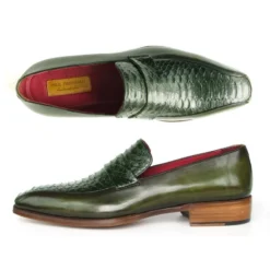 Paul Parkman 23K38 Green Genuine Python / Calfskin Loafer Shoes