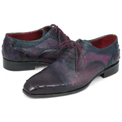 Paul Parkman "24XS-PRP" Purple Genuine Ostrich Captoe Shoes.