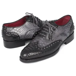 Paul Parkman ''27GYPT51'' Black / Gray Genuine Python Wingtip Shoes.