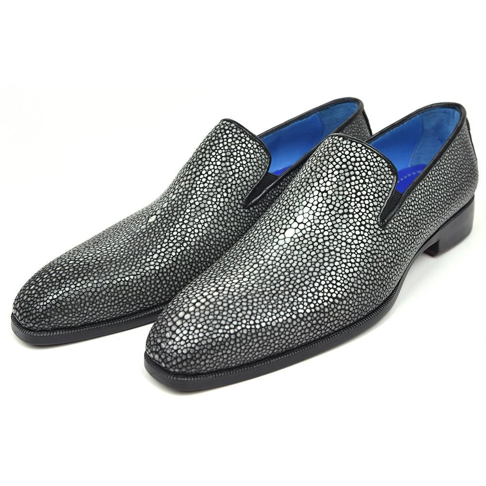 Paul Parkman ''74R11" Black / Grey Genuine Stingray Loafers. - Image 3