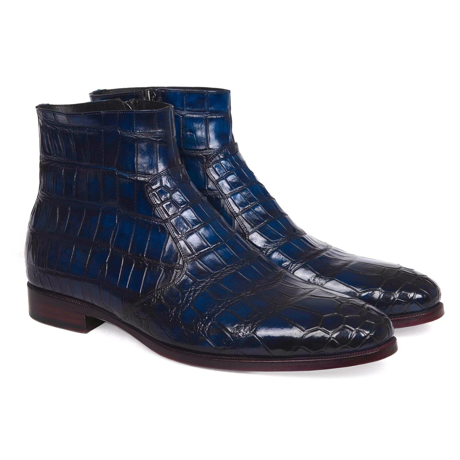 Paul Parkman "BT76BL14" Navy Genuine All Over Crocodile Side Zipper Boots.