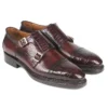 Paul Parkman "LX784CR" Brown Genuine Crocodile / Calfskin Hand Painted Norwegian Construction Monk Straps Shoes.
