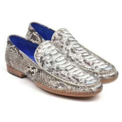 Paul Parkman ''OPK33NAT'' Natural Genuine Python Opanka Stitched Slip On Moccasins