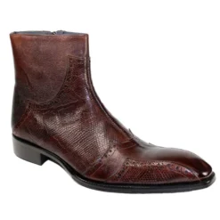 Duca Di Matiste "Prato" Chocolate Genuine Calfskin / Snake Skin Ankle Shoes.
