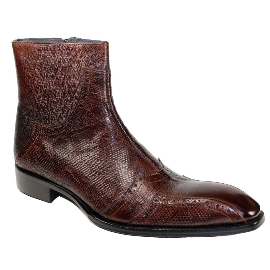 Duca Di Matiste "Prato" Chocolate Genuine Calfskin / Snake Skin Ankle Shoes.