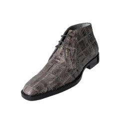 Belvedere "Racer" Grey Genuine Crocodile Patchwork Chukka Ankle Boots R17P.