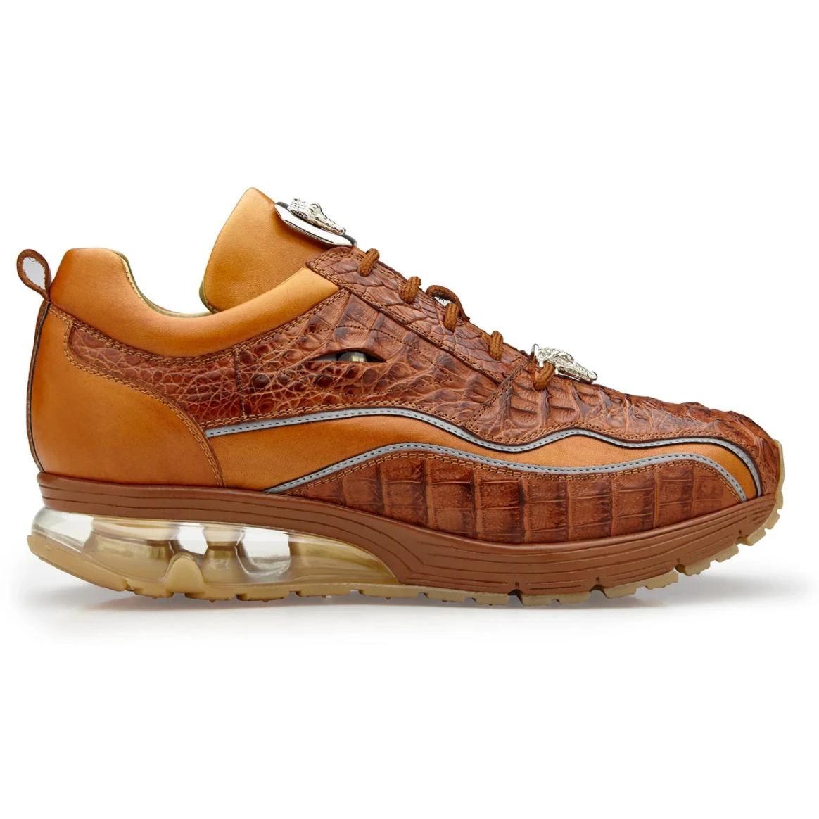 Belvedere "Rexy" Antique Sport Genuine Hornback Crocodile / Calfskin Bubble Soled Sneakers With Eyes. - Image 2