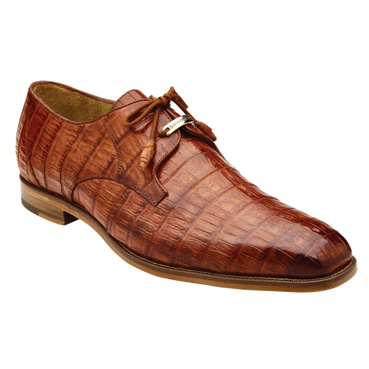 Belvedere "Umberto" Antique Sport Genuine Crocodile Derby Oxford Shoes.