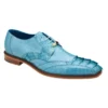 Belvedere "Valter" Summer Blue Genuine Caiman Crocodile And Lizard Dress Shoes.