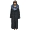 Winter Fur Ladies Black Full Skin Mink Full Length Coat With Silver Fox Collar W07F06BK.