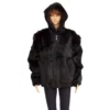Winter Fur Ladies Black Full Skin Rabbit Jacket With Detachable Hood W05S04BK.