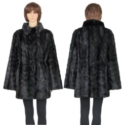 Winter Fur Ladies Black Mink Paws 3/4 Coat W69Q01BK.