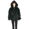 Winter Fur Ladies Green Full Skin Rabbit Jacket With Detachable Hood W05S04GN.