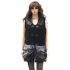 Winter Fur Ladies Knitted Vest With Silver Fox Collar W25V03NA
