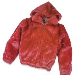 Winter Fur Ladies Red Full Skin Rabbit Jacket With Detachable Hood W05S04RD.