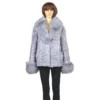 Winter Fur Ladies Sapphire Diamond Mink Top With Fox Collar And Cuffs W49S06SA.
