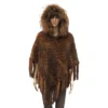 Winter Fur Ladies Whiskey Genuine Knitted Mink Poncho With Hood W09K01WK